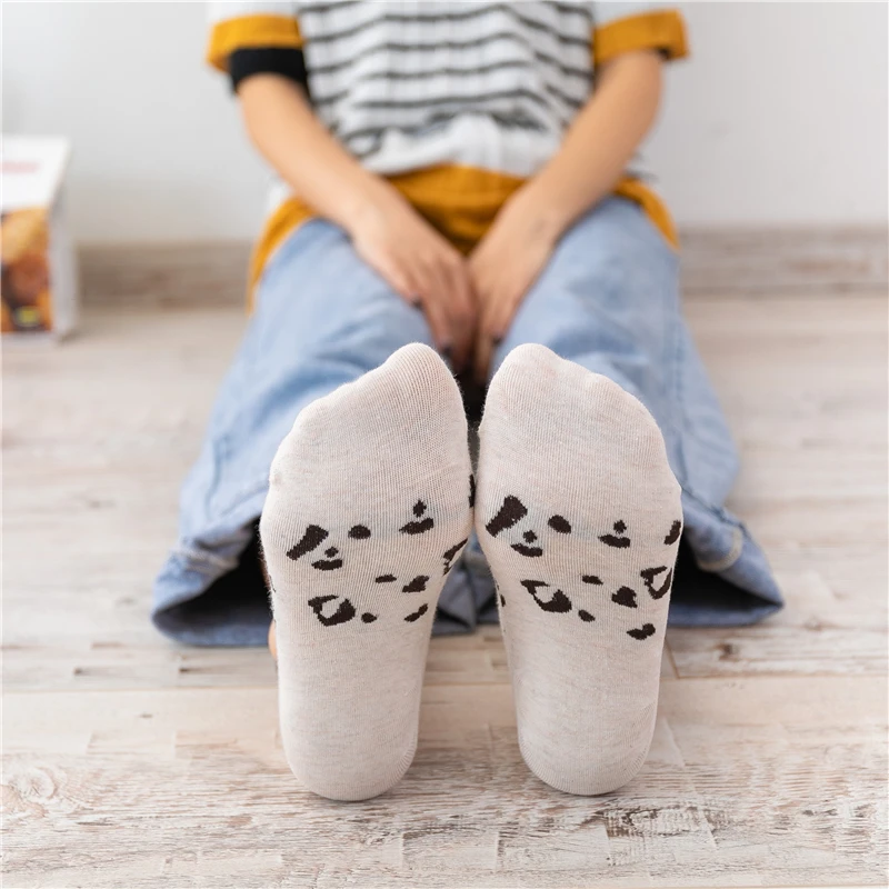 Леопардовый рисунок хлопковые незаметные носки женские модные летние носки милые смешные короткие носки для девочек Прямая поставка
