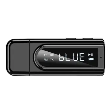

USB FM Bluetooth 5.0 Transmitter Receiver with Display 3.5mm Adapter TF Mp3 Player Card Reader For PC TV Car Speaker Headphone