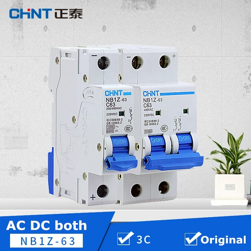 CHINT climatisation Courant Direct Disjoncteur NB1Z-63 AC230V/400 DC220V 1 Pole 50Amp