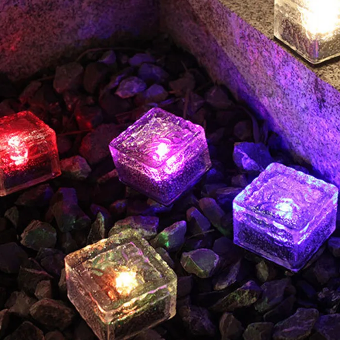 Luzes de Vidro Rochas para Caminho ao ar Luz à Prova Sloar Tijolo Fosco Pavimentar Jardim Paisagem Caminho Dwaterproof Água Gelo Cubo Livre Estrada Quadrado 15 Cheap Luminárias de parede externas