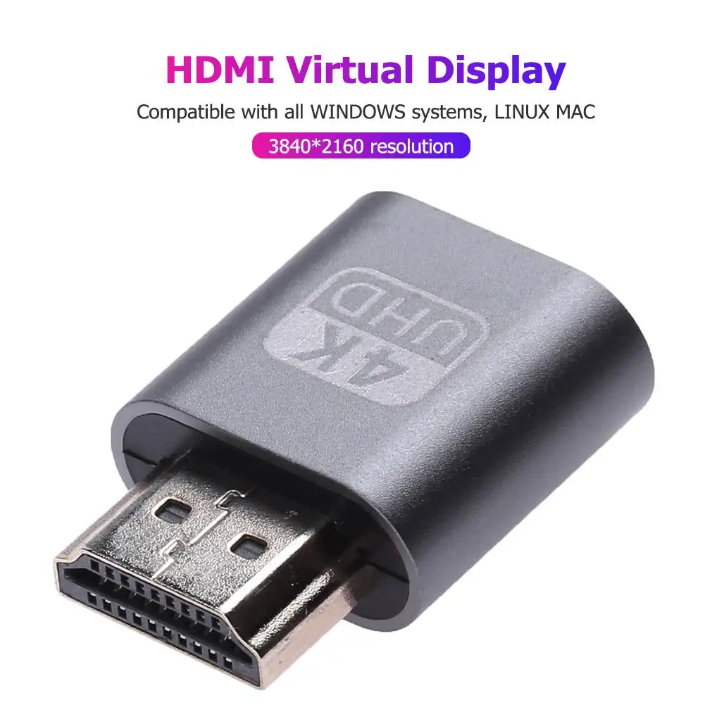 HDMI Virtual Display Adapter HDMI DDC EDID Dummy Plug Lock Latest Chip Low Power Consumption No Heat Plate for BTC Mining