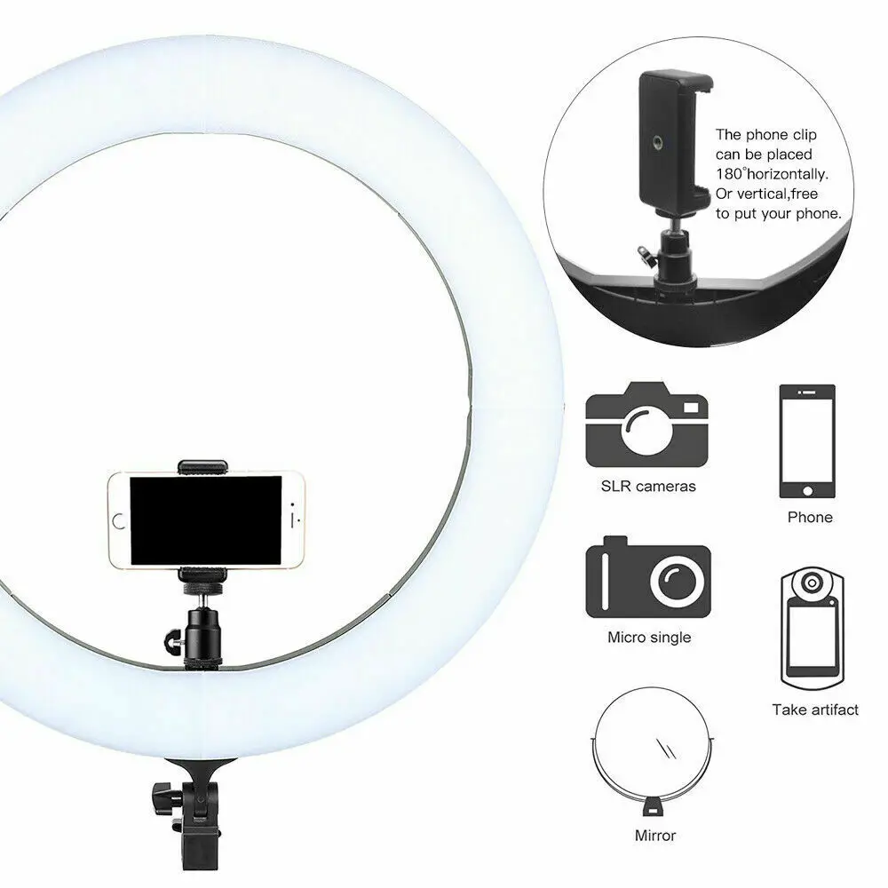 Светодиодный кольцевой светильник для селфи для фотосъемки, 10 дюймов, Металлическая лампа с регулируемой яркостью для камеры, телефона, с подставкой, штативы для макияжа, видео в живую студию