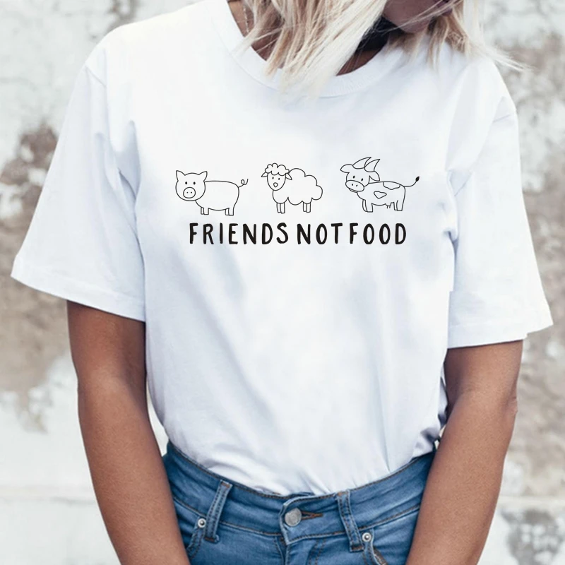 Женская футболка друзья не еда Женская веганская Вегетарианская футболка для женщин сохранить животных веганский подарок