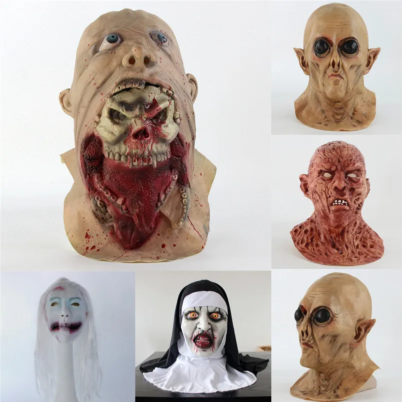 Halloween Party Mask Funny Scary Devil Zombie Dress Up Props Latex Horror Face Mask Latex Products Party Home Decoration 40AUG555