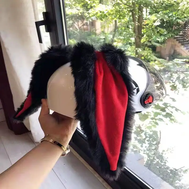 Car Motorcycle Helmet Cute Plush Rabbit Ears Decor Motocross Full Face Off Road Helmet Accessories Sticker Cosplay Auto Styling - Image 2