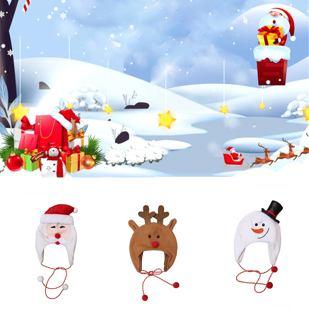 Christmas ear cap santa snowman elk cartoon novelty cartoon worn for children party