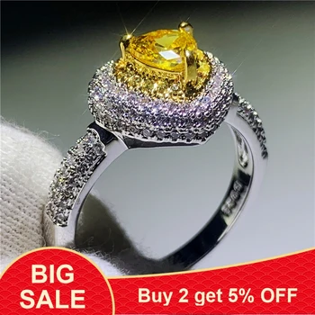 

Lovers Heart shape ring 925 Sterling silver Gold AAAA cz Engagement Wedding Band Rings for women Men Finger Party Jewelry Gift