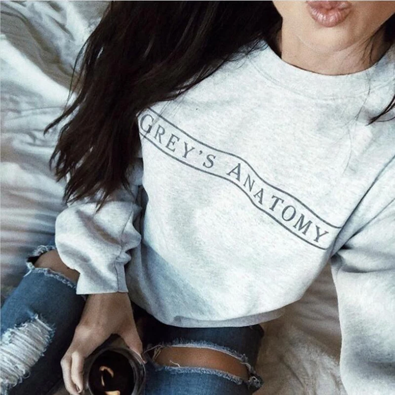 Женский свитшот с надписью серая Анатомия Moletom Do Tumblr новые зимние пуловеры