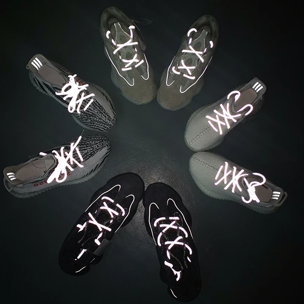 New Flat 3M Reflective Shoelaces Runner Weave Tape Athletic Safety Shoe Laces Bootlaces For Running boots 350 750 Dropshipping