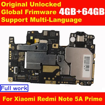 

Original Unlocked MainBoard For Xiaomi Redmi Note 5A Prime 64GB MotherBoard With Chips Circuits Flex Cable Global Frimware MIUI