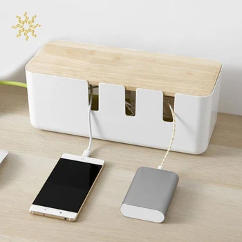 

Simple Oak Cover Cable Management Box Cord Organizer Box Power Strip Surge Protector Cover Charging Cable Storage Organizing Box