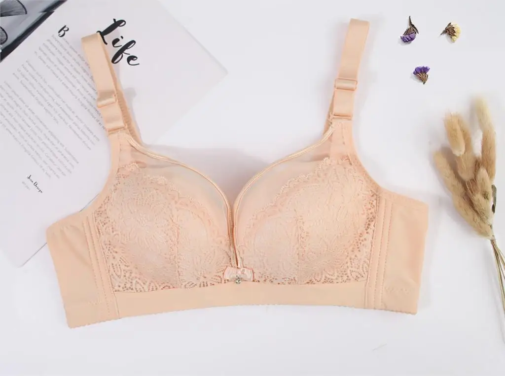 F Hot Women Sexy Wireless Padded Up Embroidery Lace Bra 34-40B Brassiere Bra Push Up Bras HOT - Цвет: F