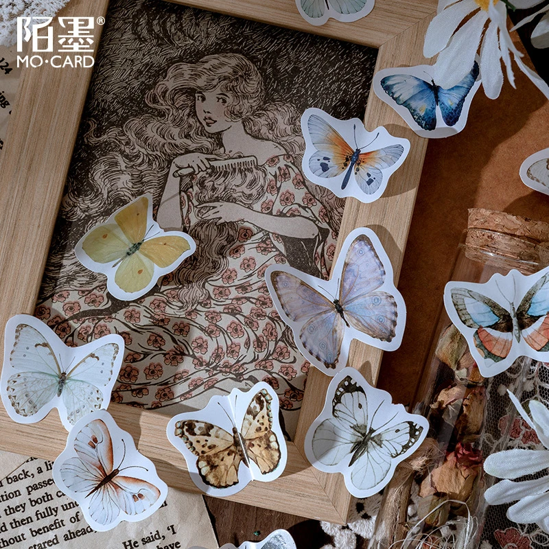 46pcs/pack Butterfly Story Mini Paper Sticker Decoration Diary Scrapbooking Label Sticker DIY Stationery