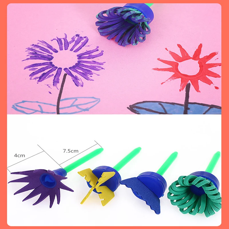4 шт поворот Краски рисунок «сделай сам» разноцветная мочалка щетки для детей EVA Стиль Арт Деко нарисованная кистью инструмент детские образовательные игрушки включают светящиеся объекты ZXH
