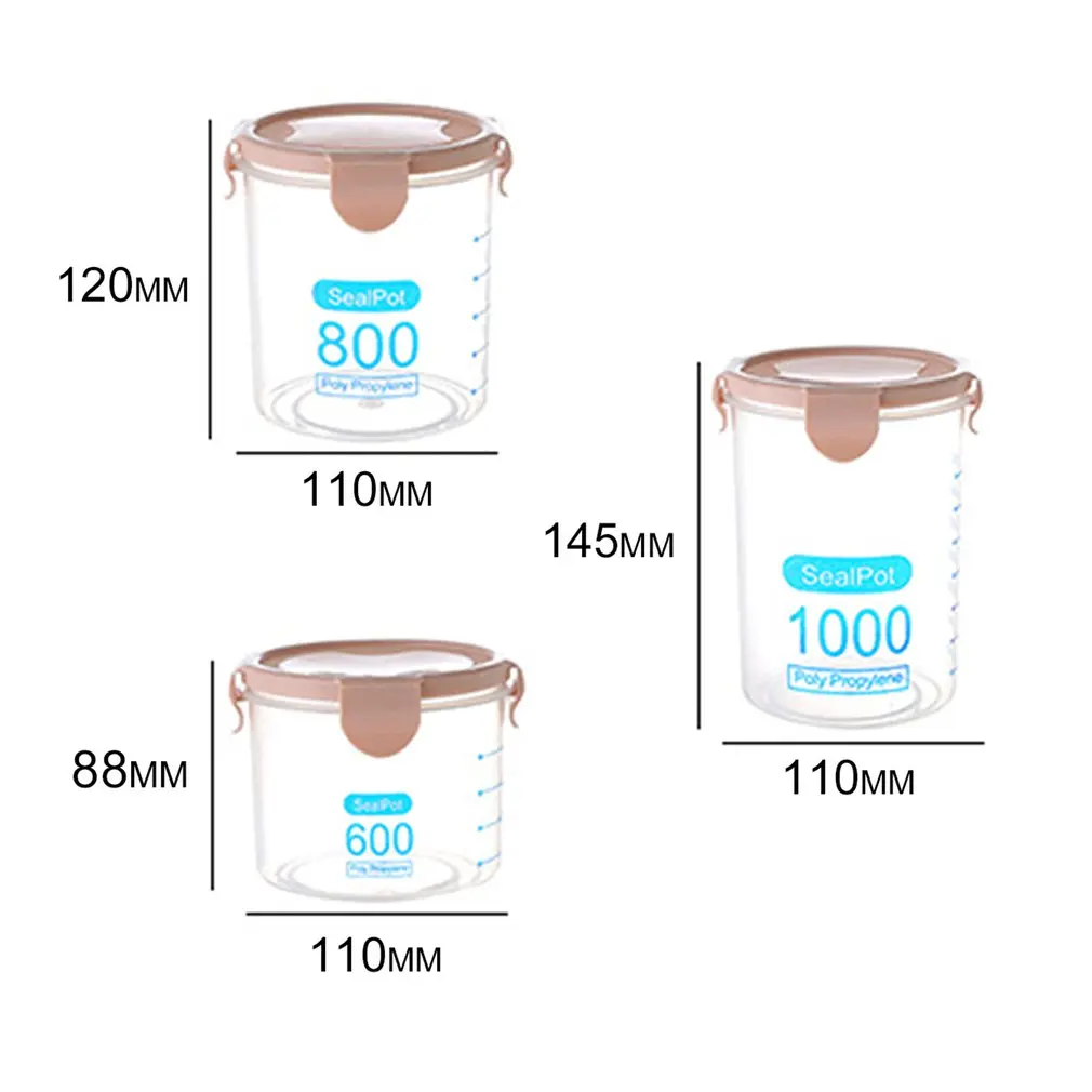 3 шт 1000 мл практичные бытовые пластиковые банки для хранения пищевая бутылка для хранения безопасная Нетоксичная герметичная кухонная коробка для хранения