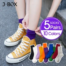 J-BOX, 5 пар/партия, женские носки Harajuku стиль, хип-хоп, уличные, крутые носки для девочек мужские, модные, яркие цвета, унисекс, хлопковые носки