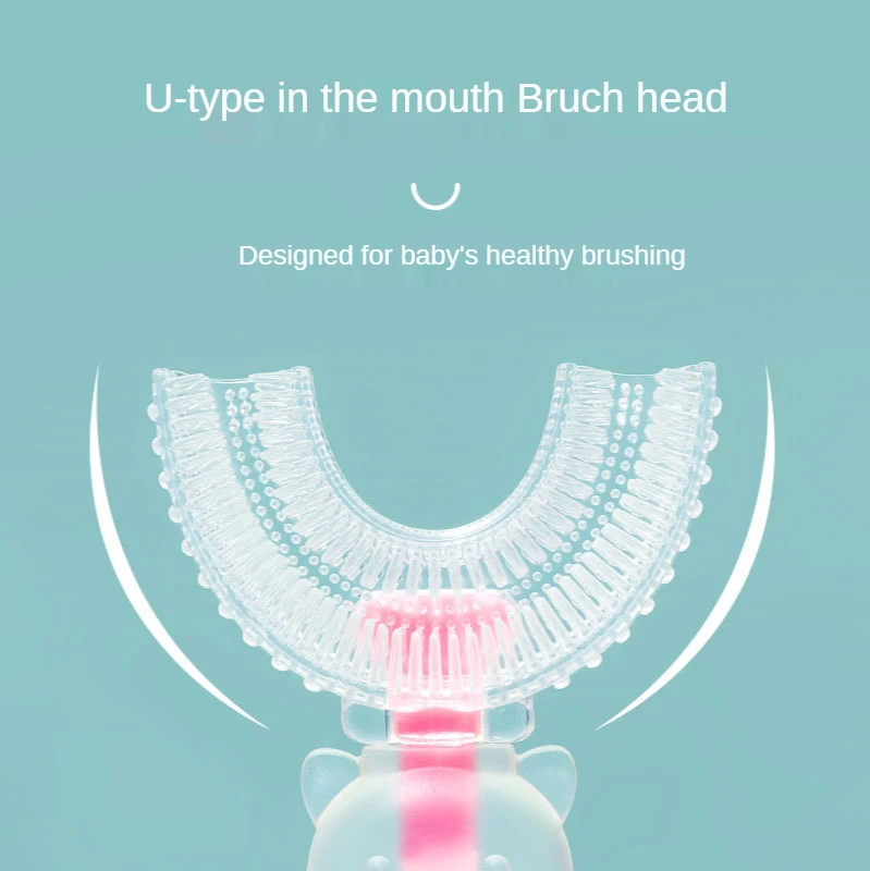 Kids Toothbrush U-Shape Infant Toothbrush with Handle Silicone Oral Care Cleaning Brush for Toddlers Ages 2-12 Drop Shipping