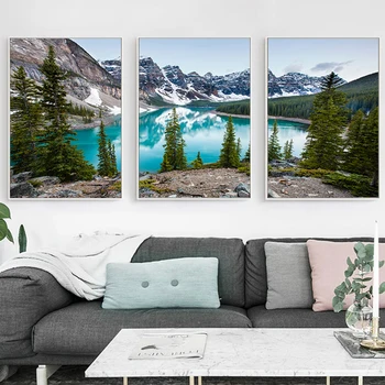 

Lake Forest Stone Mountain Embroidery Diamond painting 3 Piece Set Landscape Picture Nature Scenery Diamond Art ,Triptych N1466