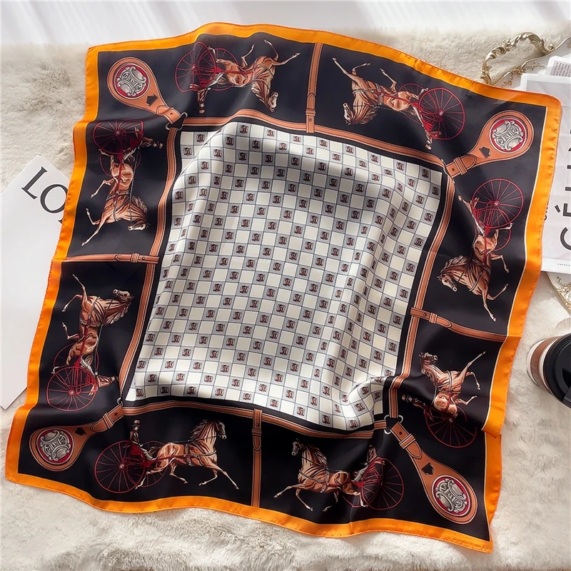 New Silk Scarf Lady Hair band Square Shawl Satin Bag Scarves Head Wrap for Women Bandana Neckerchief Female Hijab Girls Headband