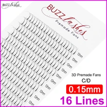 Buzz Lashes 16 линий предварительно изготовленные объемные веера 3d ресницы 0,15 мм C D curl тепло скрепленные русский объем предварительно сделанные ресницы