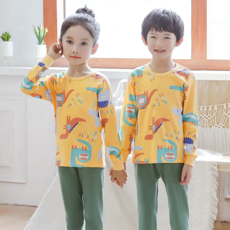 Осенние детские пижамы; детская одежда для сна с длинными рукавами и рисунком; костюм для маленьких девочек; милые детские пижамы; домашняя одежда для мальчиков - Цвет: Y-5