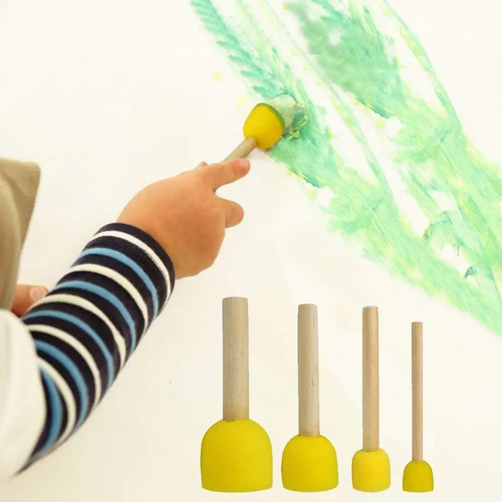 40 pièces/ensemble rond mousse éponge pinceau enfants outils de dessin à faire soi-même peinture jouet nouveau