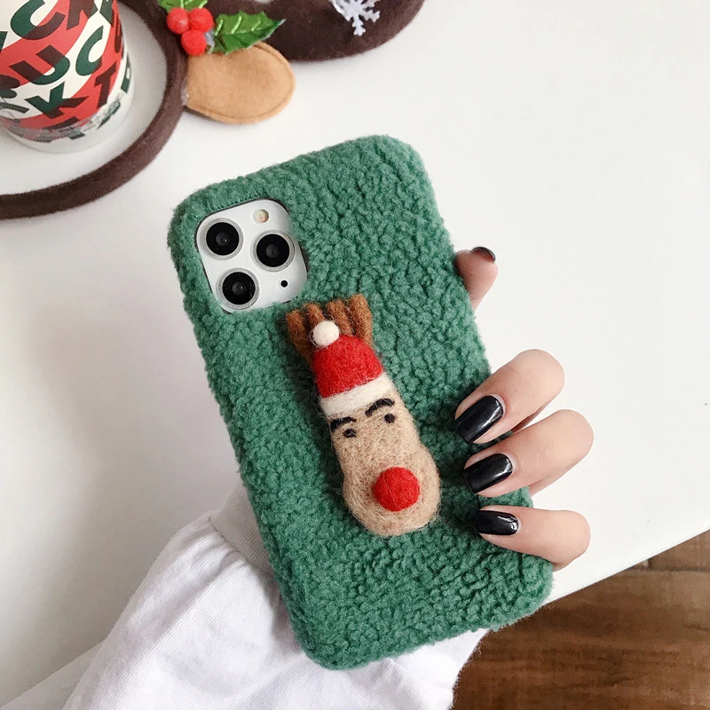 Green Милый мультяшный силиконовый чехол Eelk для iPhone 11 11 Pro Max чехол плюшевый чехол с Санта Клаусом для iPhone X XR XS MAX 7 8 6 6S Plus оболочка - Цвет: Green