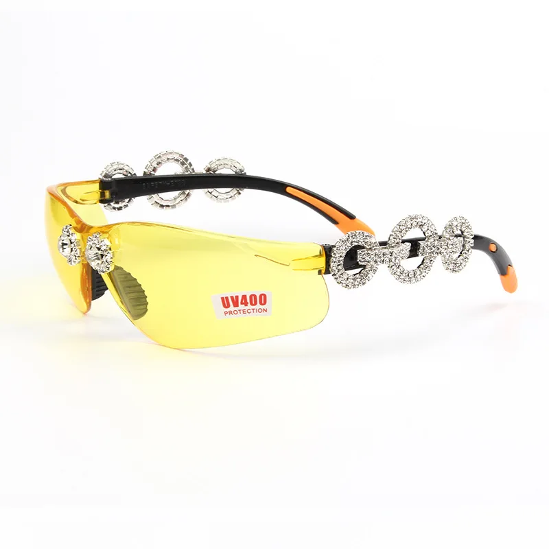 MINCL/ Womans Big Square Sunglasses Rhinestones Pink Red Summer Clear Lens Crystal Sun Glasses Female Metal Frame NX