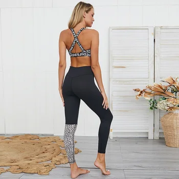Women Yoga Sets Ensemble Leopard Gym Wear Running Clothing Tracksuit Sexy Sportswear Jumpsuits Fitness Set Sport Suit,ZF244 2