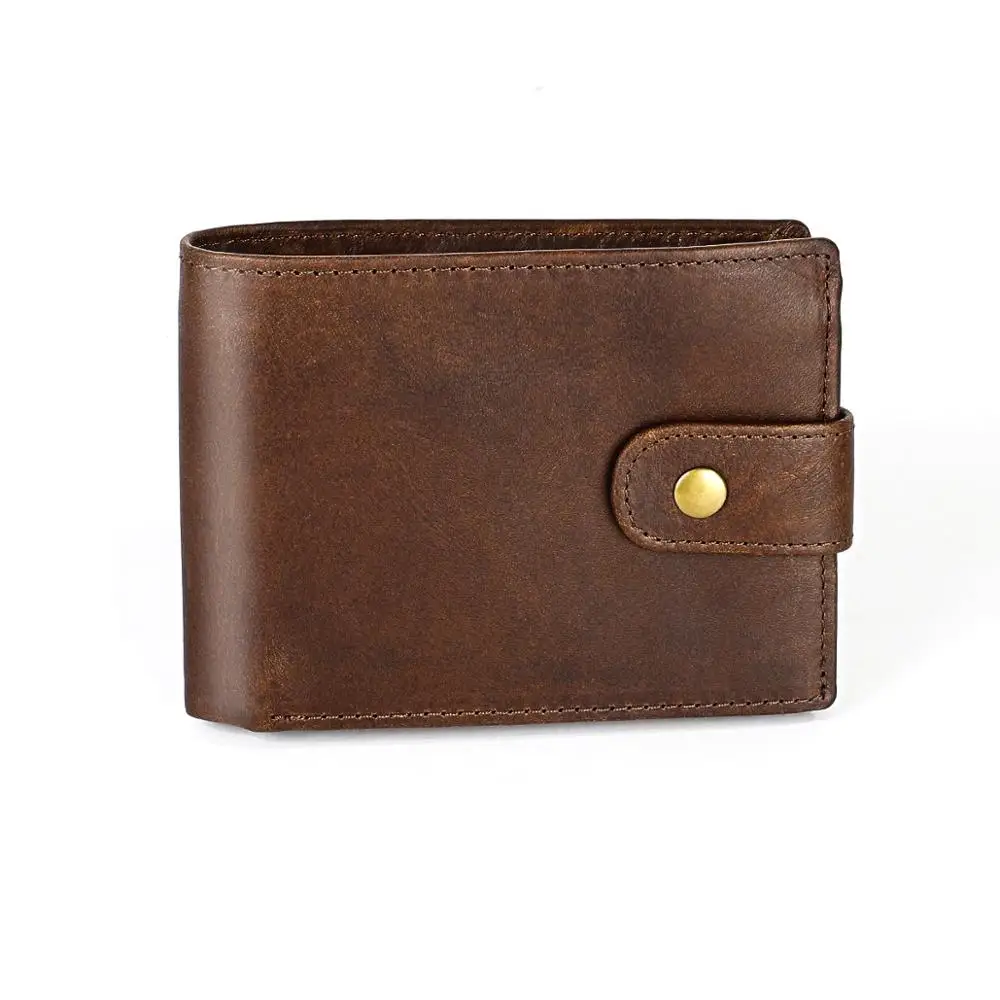 

New RFID Blocking Men Wallet Top Layer Cowhide Card Holder Genuine Leather Hasp Wallets Coin Purse Quality Retro Short Wallet
