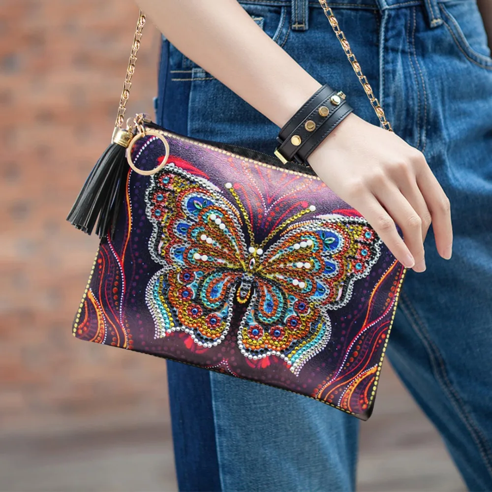 5D DIY Diamond Painting Chain Bags Butterfly Special Shaped Wallet Diamond Embroidery Handmade Women Gifts WHH