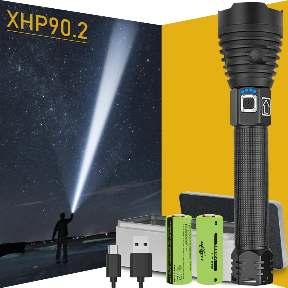 300000 Lm Xhp90.2 Lampe De Poche Led La Plus Puissante Torche Usb