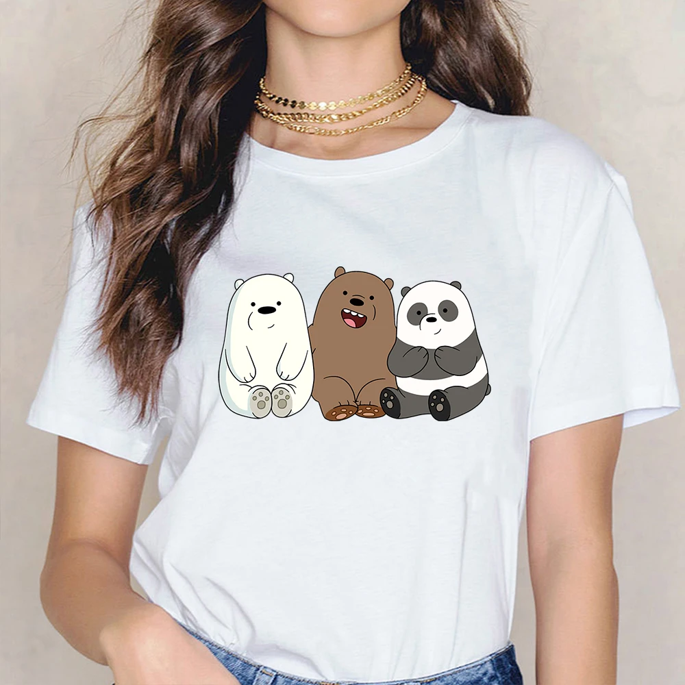 Kawaii/летние милые модные футболки с рисунком панды и медведей женская одежда
