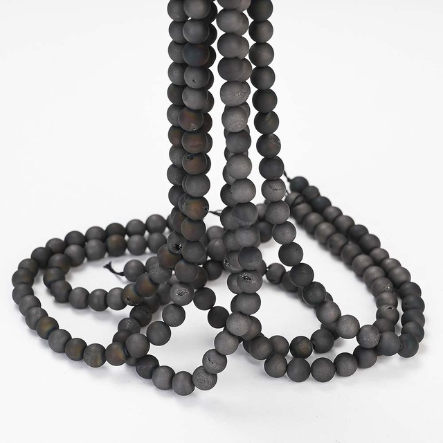 Clusters Crude Metallic Coated Agates Beads Round Loose Beads for Jewelry Making Bulk DIY Bracelet Charm 4/6/8/10/12 MM