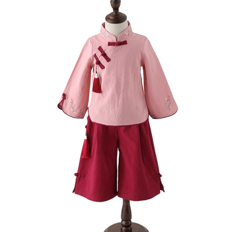 Национальный костюм ханьфу с воротником в китайском стиле; Одежда для девочек; китайский костюм Чонсам в стиле Тан; повседневная одежда для девочек на весну и осень - Цвет: style 9