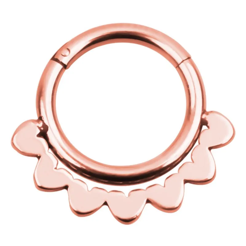 Rose gold-flower Нержавеющая сталь шарнирный пирсинг для носовой перегородки Кольца обруч хряща Guage 16 г 3 цвета пирсинг носа ювелирные изделия для тела - Окраска металла: Rose gold-flower
