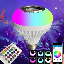 E27 Smart Light Led Lamp RGB Music Bluetooth Speaker LED Bulb Light Dimmable Wireless Lamp Bulb with Remote Control Home Lights
