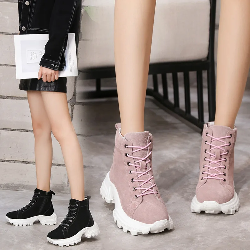 

Sheep Fur Snow Boots Women's 2019 Winter New Style Korean-style Thick Bottomed Cotton-padded Shoes plus Velvet Short Martin Boot