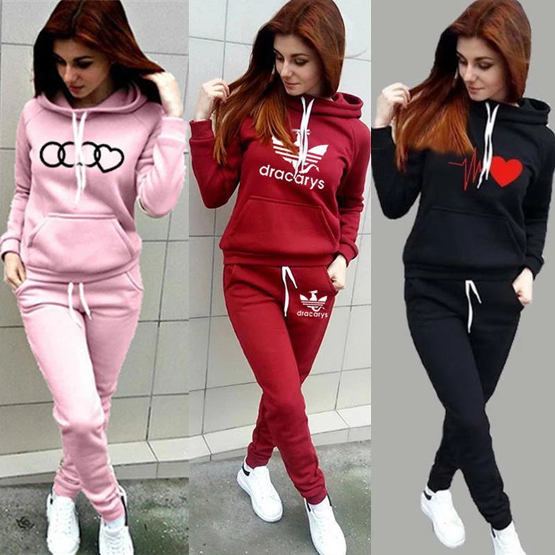 

2020 Women's Autumn And Winter Solid Color Sweater Printed Two-Piece Sweater Cashmere Sweater And Casual Pants Set