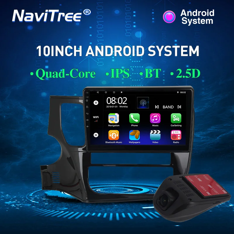 DVD DVR NaviTree 9 дюймов ips 2.5D Android 9,0 автомобильный радио мультимедиа для Mitsubishi OUTLANDER- gps навигация SWC wifi bluetooth - Цвет: DVD DVR