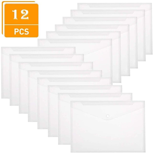 100 Pcs A4 Clear Document Folder,Waterproof Case Transparent Document Bag Paper Holder File Folder,Clear Plastic Folder