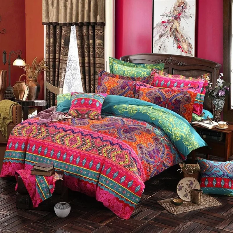 Jane Spinning Bohemian Comforter Bedding Sets King Size Mandala Duvet Cover High Quality Pillowcase Queen Bed Set for Adults | Дом и сад