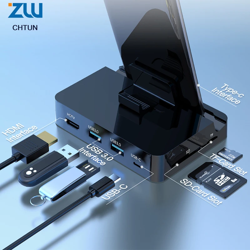 

Type-c extension dock MATE10 / P20 mobile rotary HDMI / SD / TF converter bracket USB-C TO HDMI extension dock power adapter