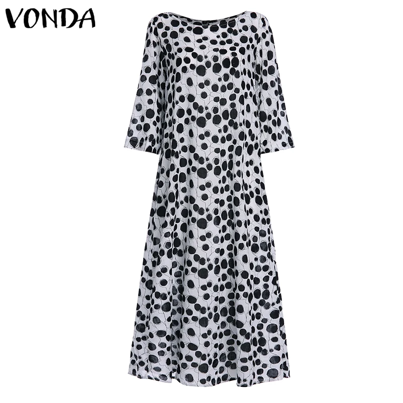 VONDA/винтажное платье с принтом для беременных; свободные платья макси с длинными рукавами и принтом в горошек; сарафан с длинными рукавами; вечерние платья для беременных