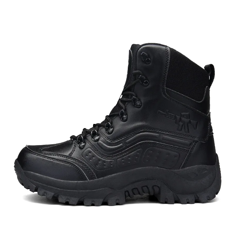 Уличные теплые мужские походные ботинки тактические охотничьи альпинистские походные ботинки для рыбалки дышащие водонепроницаемые теплые износостойкие ботинки - Цвет: black