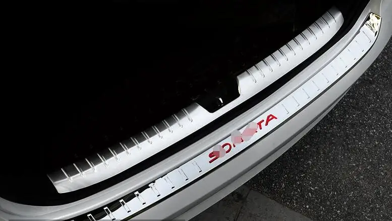 

2 pcs Stainless steel Built-in + external Rear bumper guard bumper trim FOR hyundai sonata 2015