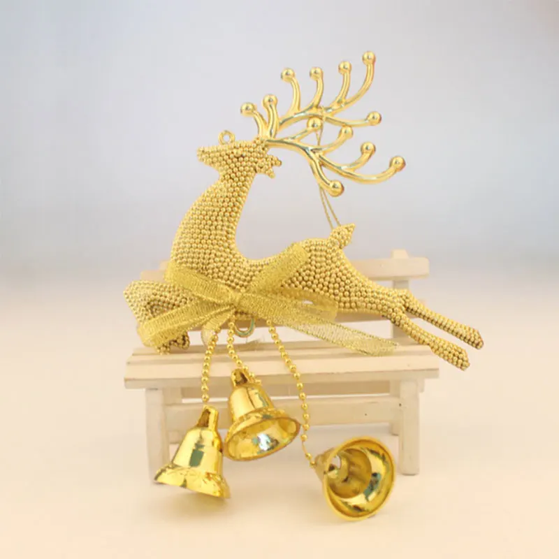 Gold Колокольчик колокольчик лося рождественские украшения для дома год силивер красное золото подвеска "Олень" для рождественской елки дропшиппинг - Цвет: Gold