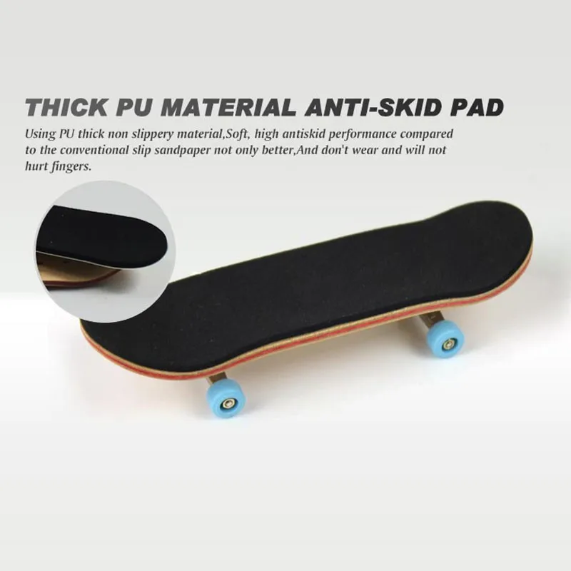 1 Set Wood Professional Fingerboard Toys Mini Finger Skateboard PU Non-slip Frosted Mat Finger Skateboarding Toy for Children