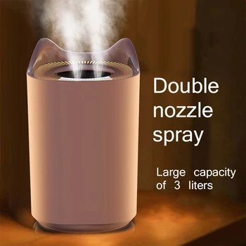 

Home Air Humidifier 3000ML Double Nozzle Cool Mist Aroma Diffuser With Coloful LED Light Heavy Fog Ultrasonic USB Humidificador