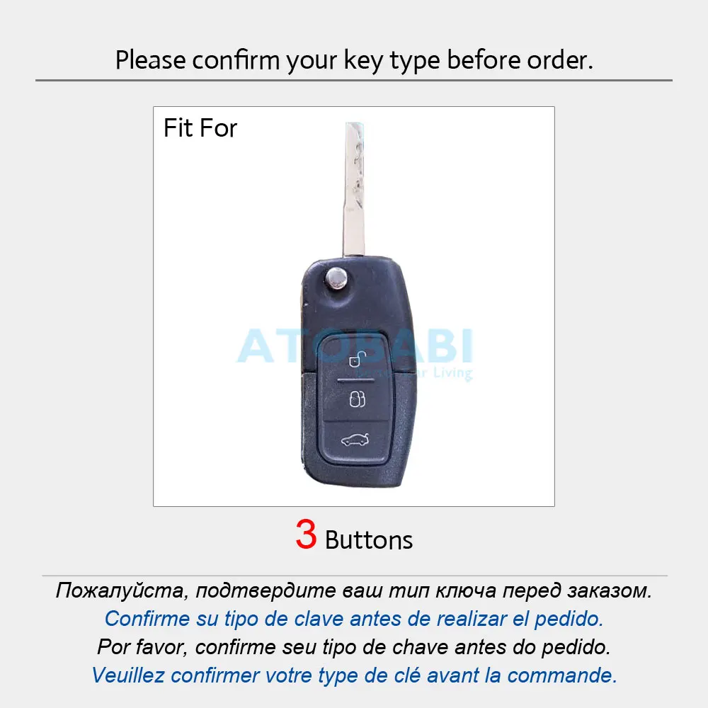 Кожаный чехол для автомобильного ключа Ford Fiesta Focus 2 Mondeo Ecosport Kuga Escape 3 кнопки